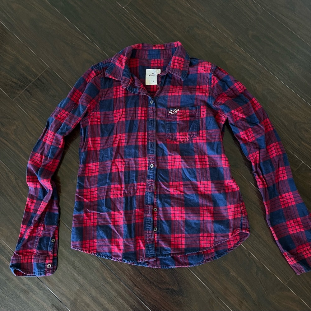 Vintage Hollister Y2K Red Navy Plaid Flannel